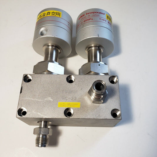 Fujikin OP .34-.49MPa Type NC Dual Two-Way Valve VCO HC-22 AMDLD000