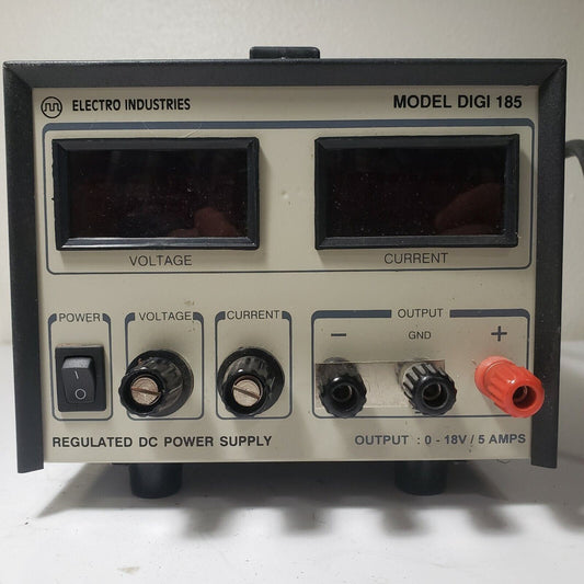 ELECTRO INDUSTRIES DIGI 185 DC POWER SUPPLY 18V 5A Tested