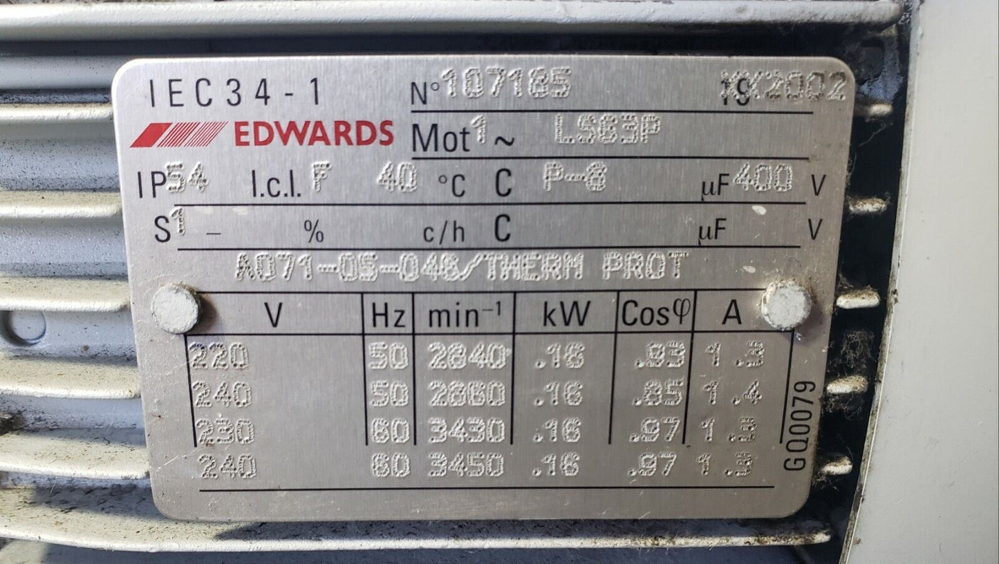 Edwards 2-Stage High Vacuum Pump E2M1.5 240v 1-Phase mTorr-Pressure Tested