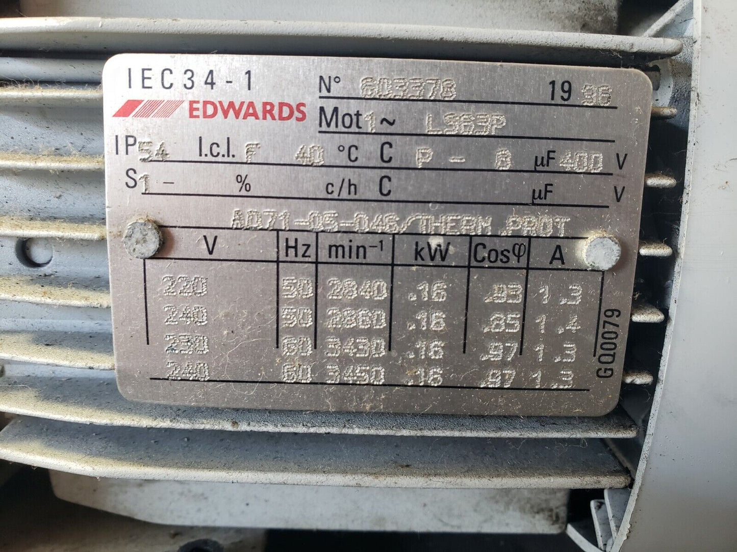 Edwards E2M-1 220v 1-Phase Two Stage High Vacuum Pump TESTED, NEEDS REBUILD