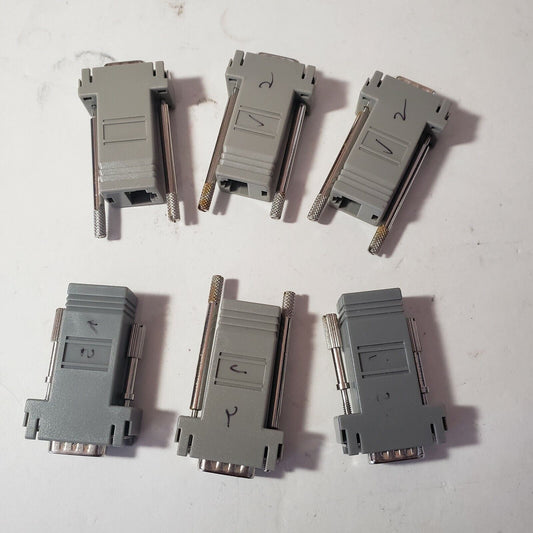*LOT OF 6* RJ45 to RS232 DB9 9 Pin Serial Port F/F Cat 5 Ethernet Adapter Net