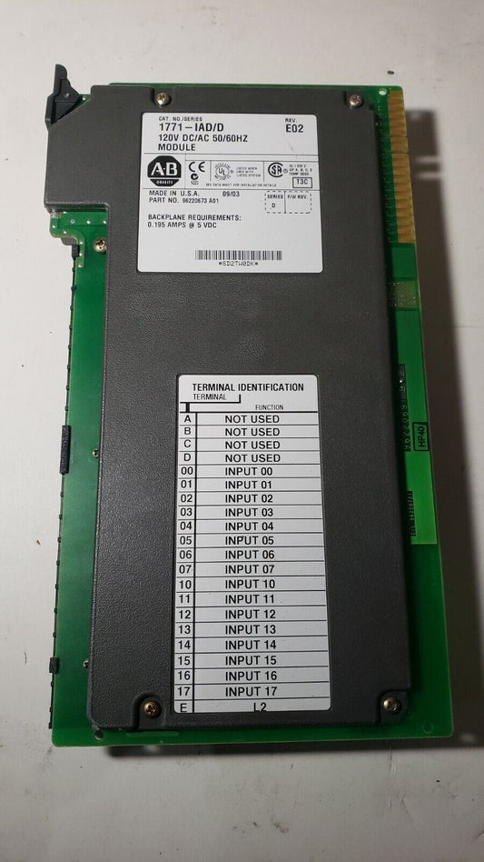 Allen Bradley Input Module 1771-IAD/D 120V AC/DC P/N 96220673