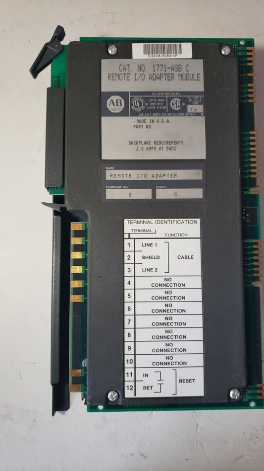 Allen Bradley 1771-ASB C Remote I/O Adapter Module Rev E Ser C