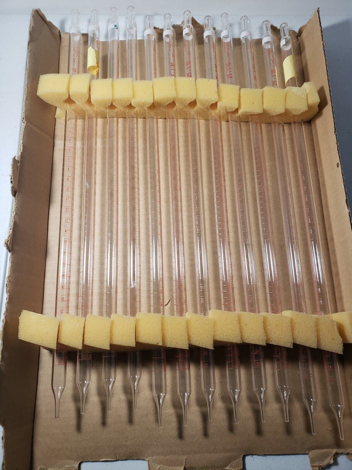 *LOT OF 12* Pyrex 7065 Reusable Pipettes Pipets 25 x 1/10 mL