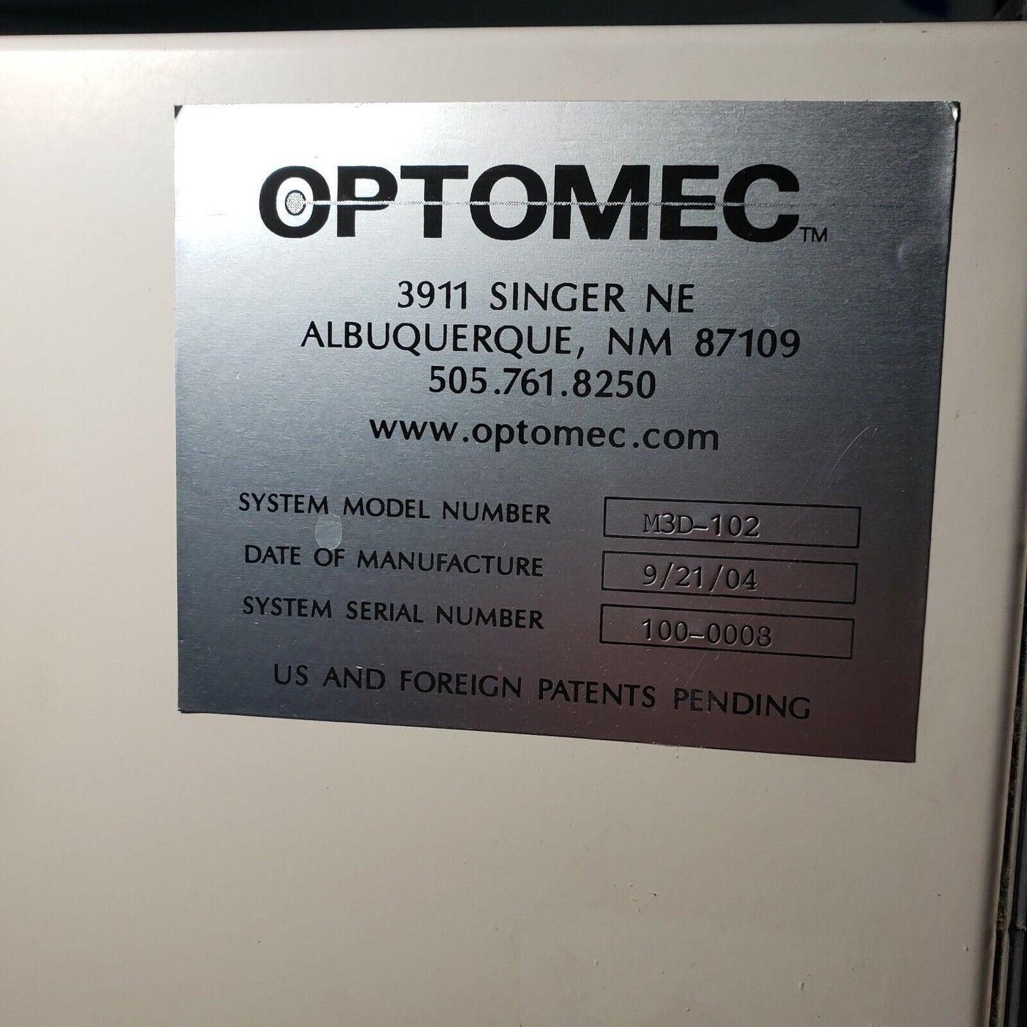 Optomec M3D-102 Controller Process Gas Cabinet 3x MKS MFC + Microsmart PLC Atom