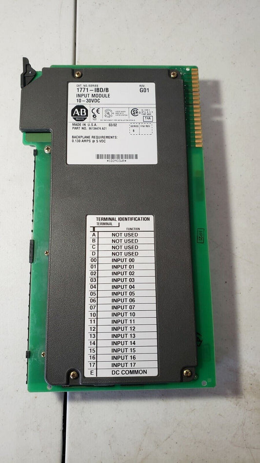AB 1771-IBD B Input Module 10-30 VDC Cat. No. 1771-IBD/B Part No. 96134474