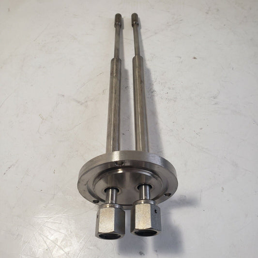 3" Flange 3-Hole Fluid Feedthrough 2-Tube Vacuum 1/4" VCR Fitting Custom