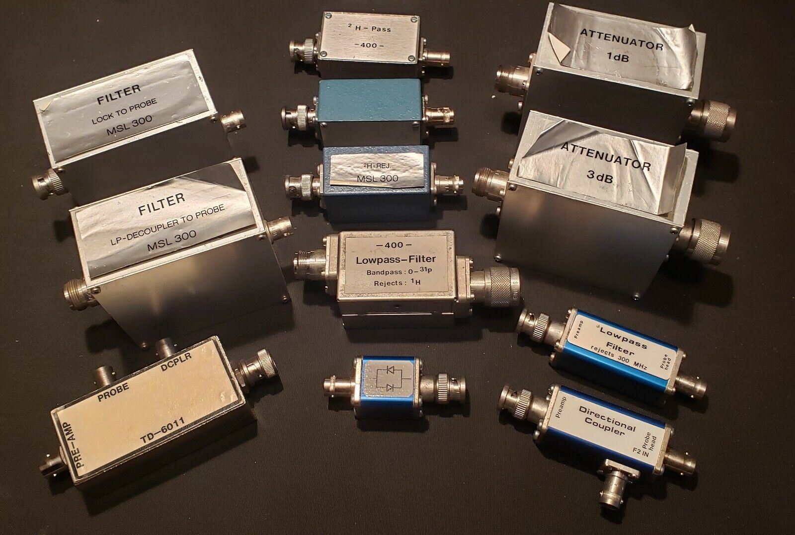 Cable Frequency Filter NMR RF Filter Attenuator Lot - 12 Frequency Filter Couplers MSL 300 1H ...