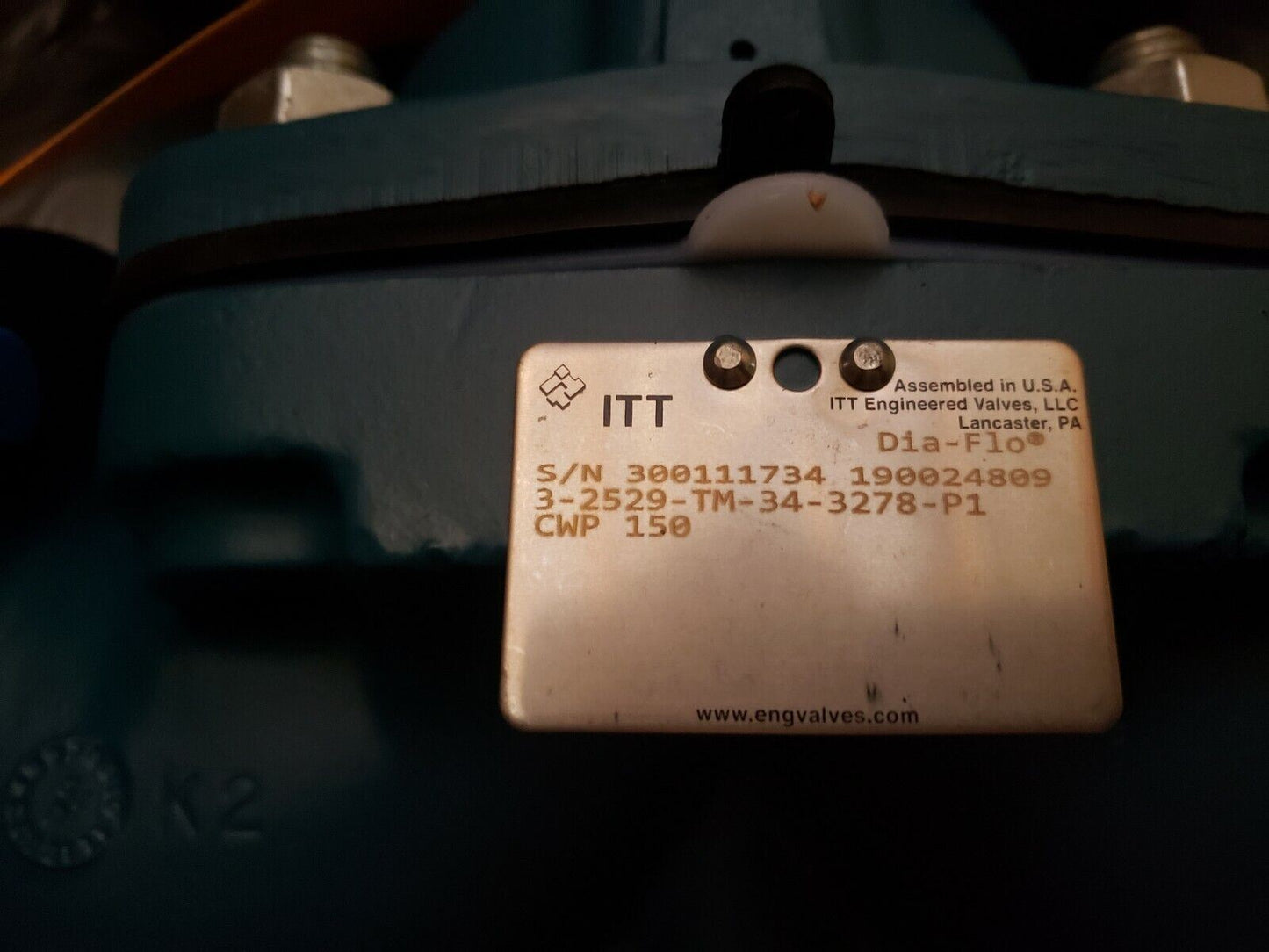 ITT Dia-Flo 3-2529-TM-34-3278-P1 CWP 150 Valve Tefzel Lined PTFE Weir 7.5" OD