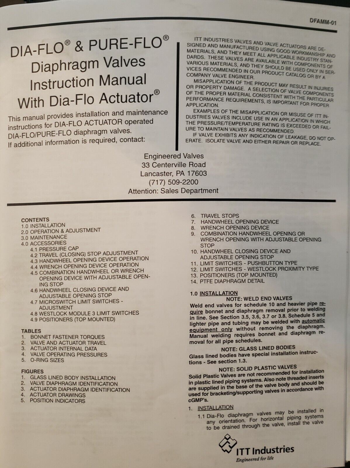 ITT Dia-Flo 3-2529-TM-34-3278-P1 CWP 150 Valve Tefzel Lined PTFE Weir 7.5" OD