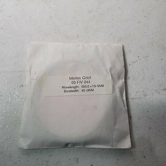 Melles Griot 03 FIV 044 Optical Filter 550+10nm Wavelength 40+/-8nm BW Bandpass