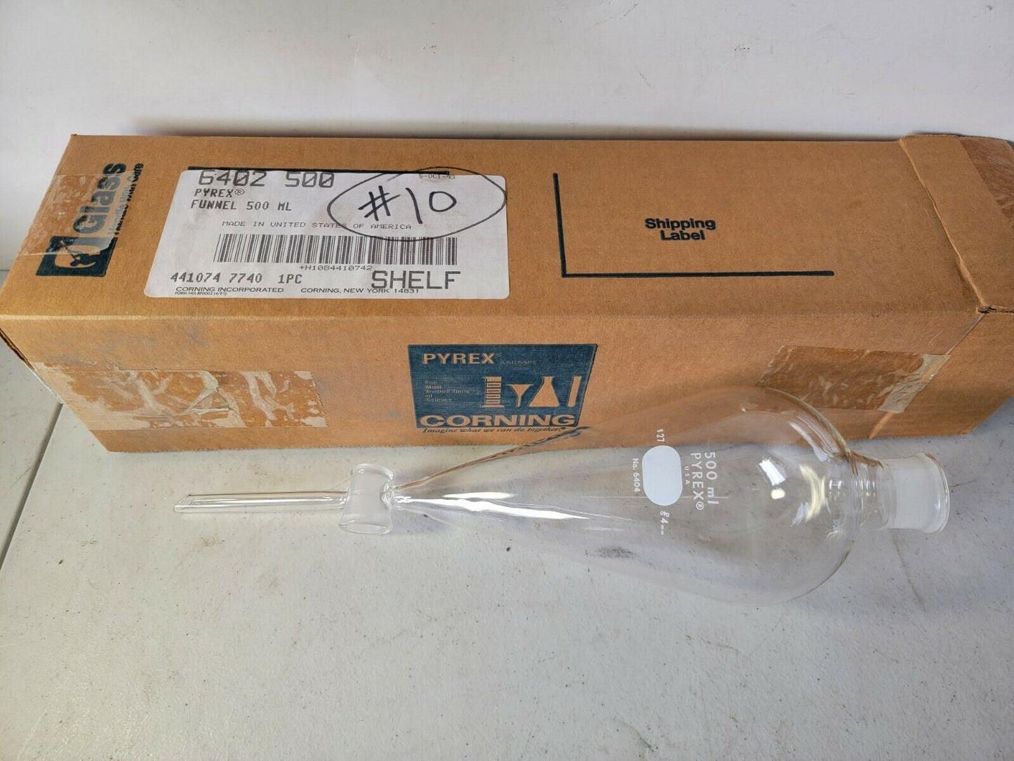 Corning 6402 500 Pyrex Borosilicate Separatory Funnel NEW 500mL