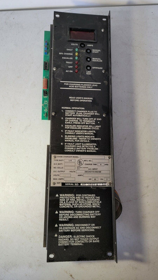 Exide X1060-51-1 Forklift Battery Charger Control Circuit Board Panel Display