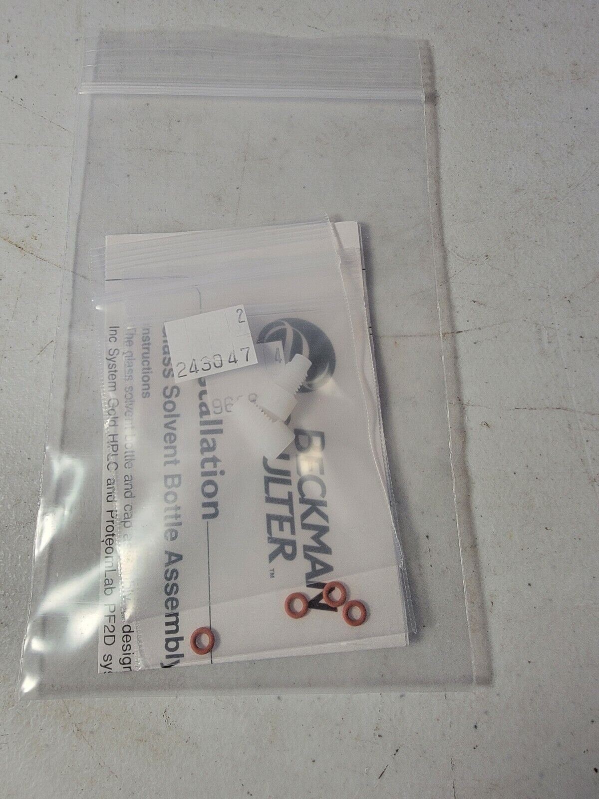 Beckman Coulter Glass Solvent Bottle Assembly Part #s 243047, 960610, 726555-81
