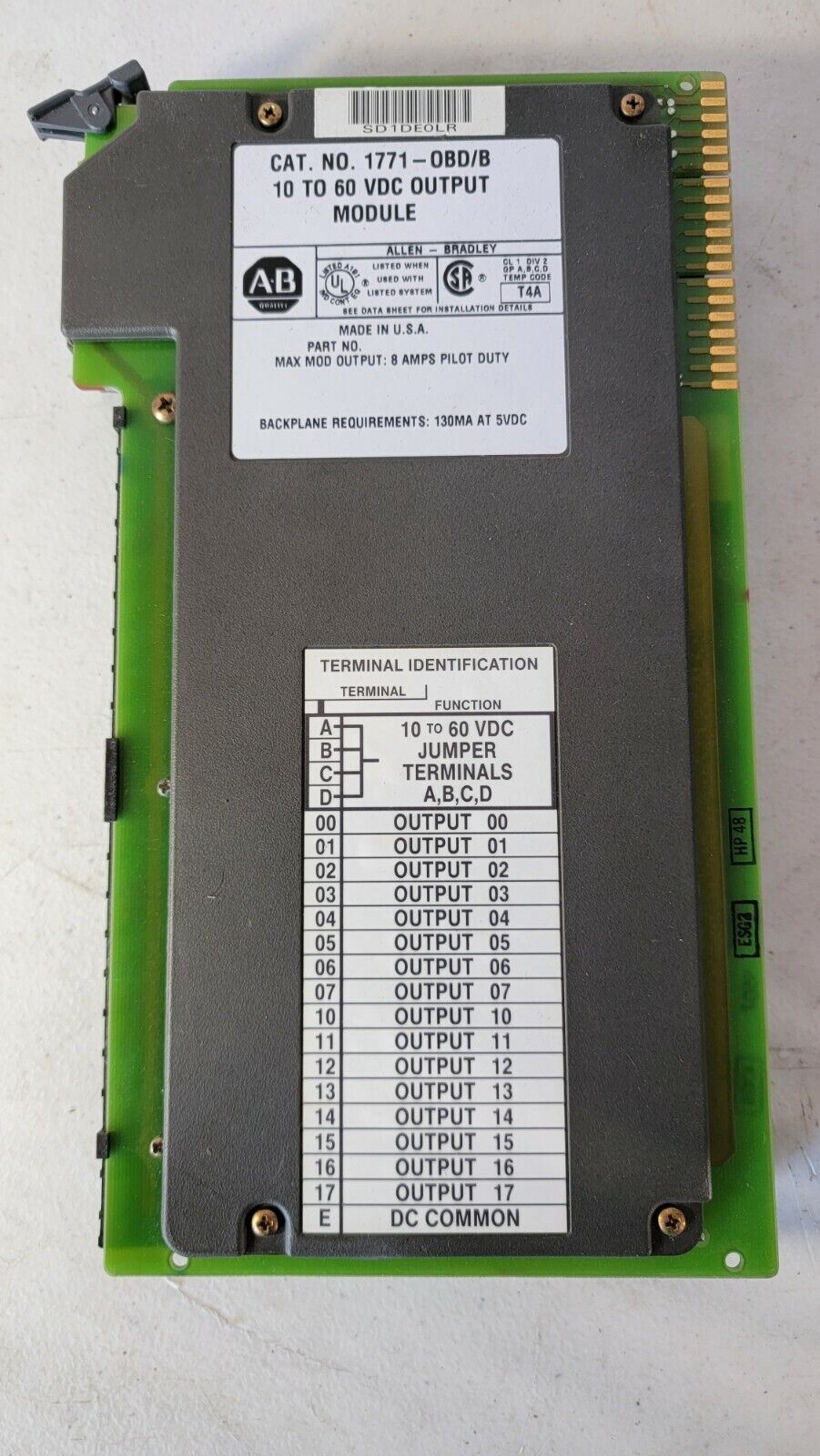 Allen Bradley 1771-OBD/B 10-60VDC Output Module Series B PLC AB