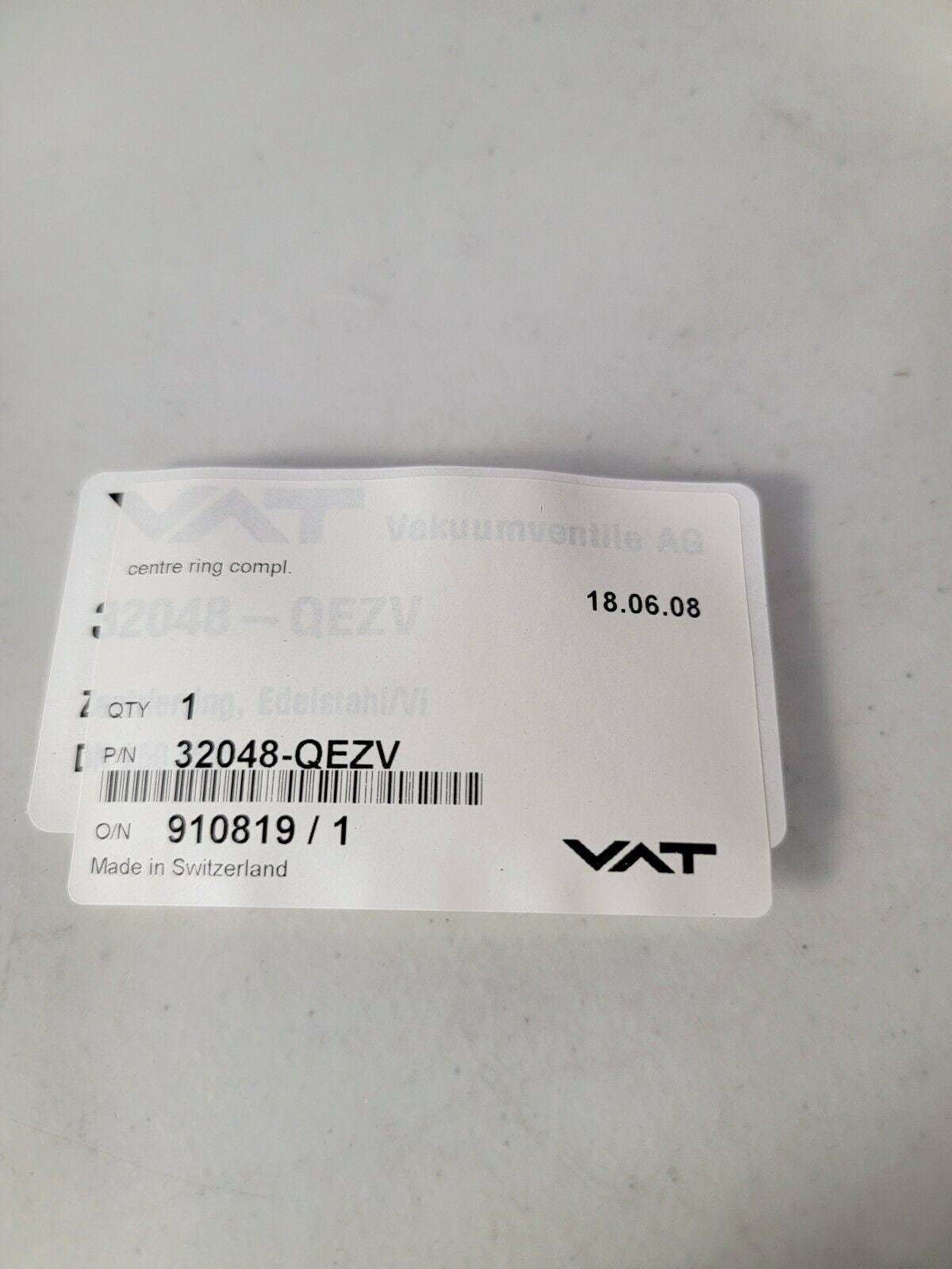 VAT ISO-K/ISO-F DN250 Vacuum Centering Ring 32048-QEZV Stainless Steel Vacuum