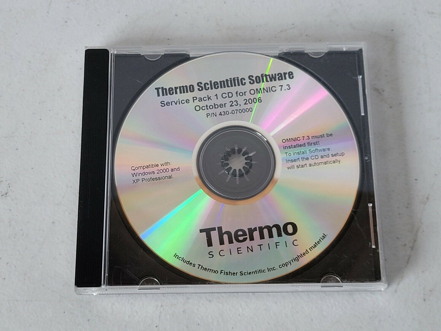 Thermo Scientific OMNIC 7.3 Service Pack 1 CD 430-070000 Spectrometer Software