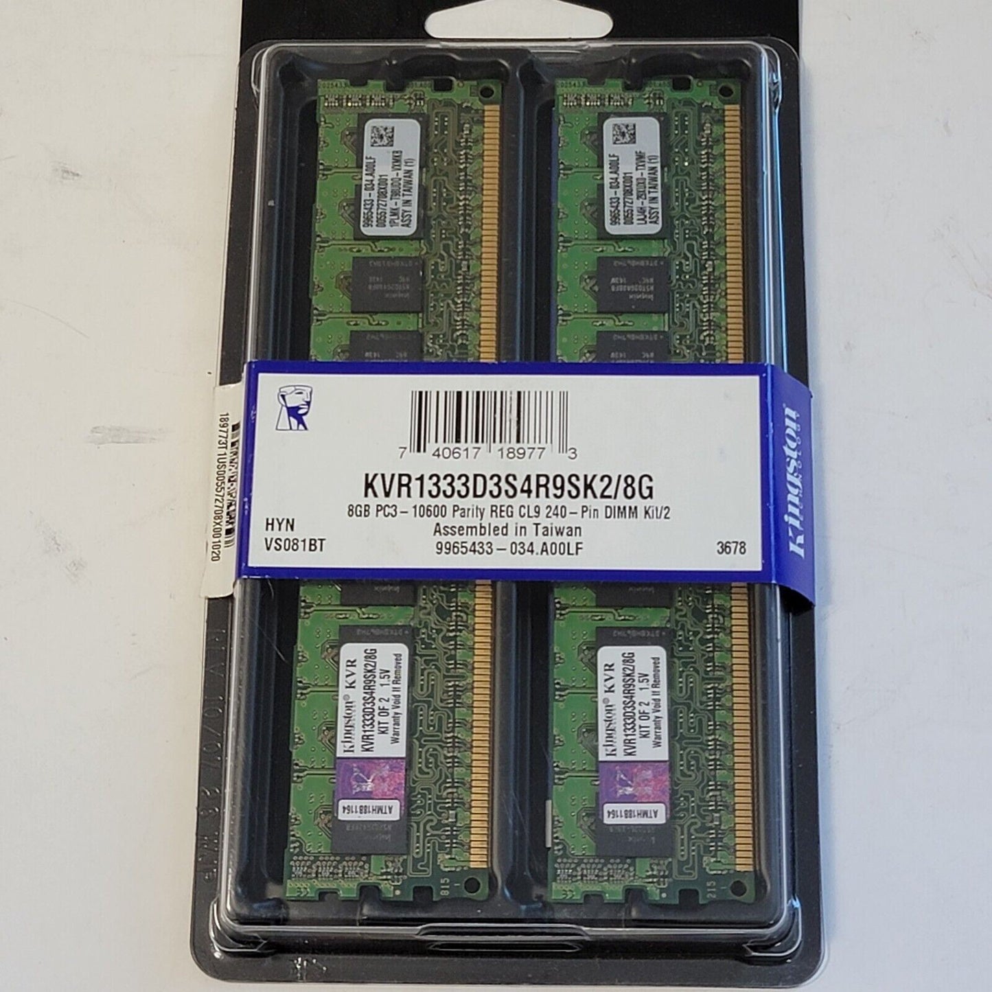 Kingston RAM KVR1333D3S4R9SK2/8G PC3 10600 2 x 4gb Sticks Memory Kit 8GB Total