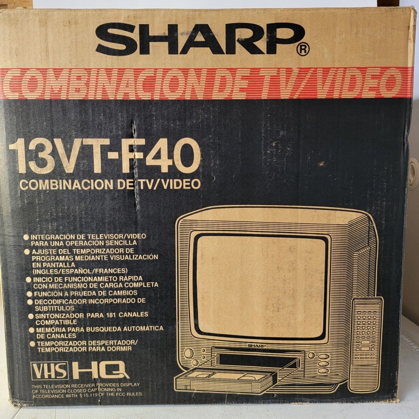Vintage 1994 Sharp 13" Color CRT TV VCR Combo 13VT-F40 Black Television
