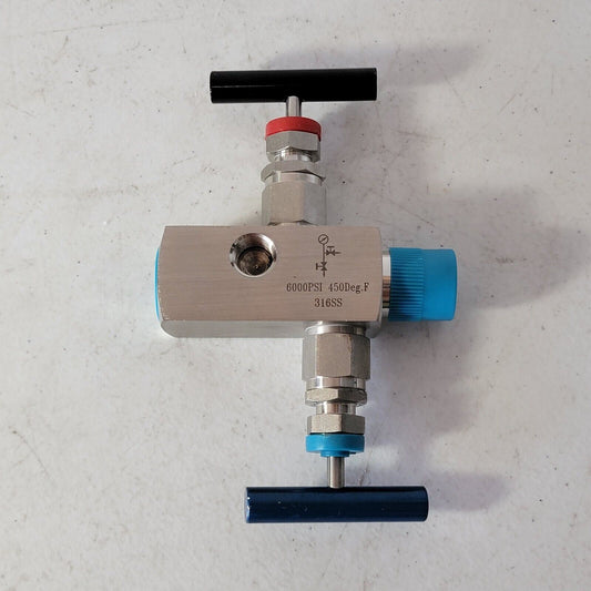 6000 PSI 450 Deg. F Stainpess Steel 3-Way Valve 316SS NPT