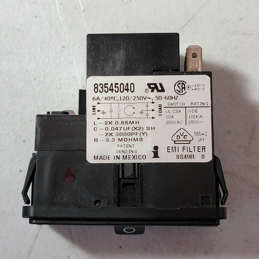 Interpower 5 Function Double Fuse SnapIn Power Entry Module 83545040 6A 120/250v