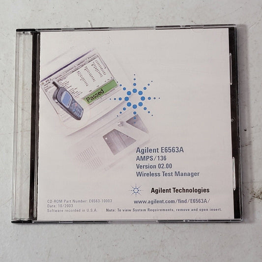 Agilent E6563A AMPS/136 Wireless Test Manager Version 02.00 Install CD