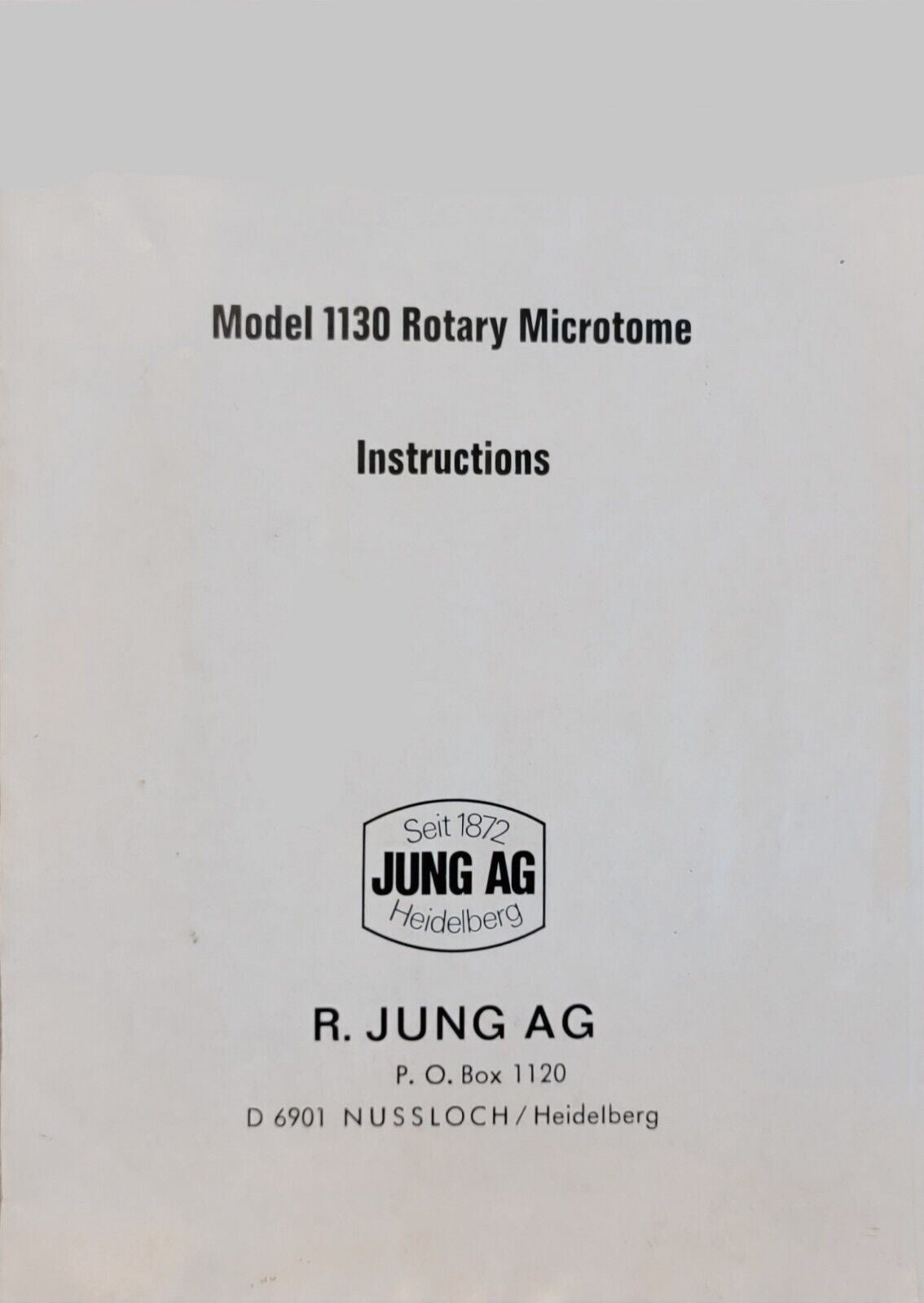 Reichert Jung Model 1130 Microtome Instruction Manual ONLINE COPY ONLY