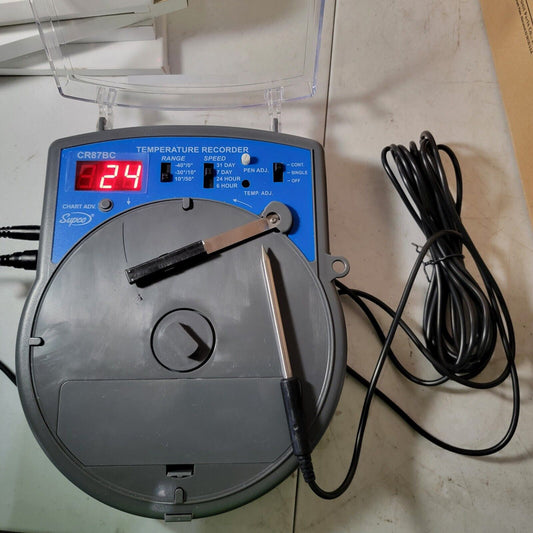 TESTED- WORKS Supco CR87BC Temperature Chart Recorder w/ TP15 Temp Probe