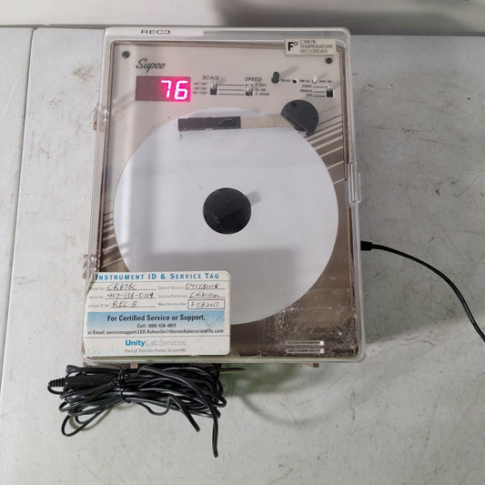 TESTED- WORKS Supco CR87B Temperature Chart Recorder w/ CR15B Temp Probe Deg. F