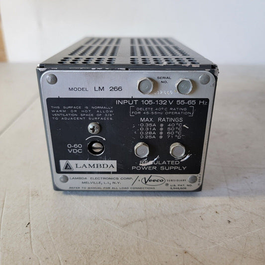 Lambda Regulated Power Supply LM 266, 110V Input, 60VDC Adjustable Output, 0.35A