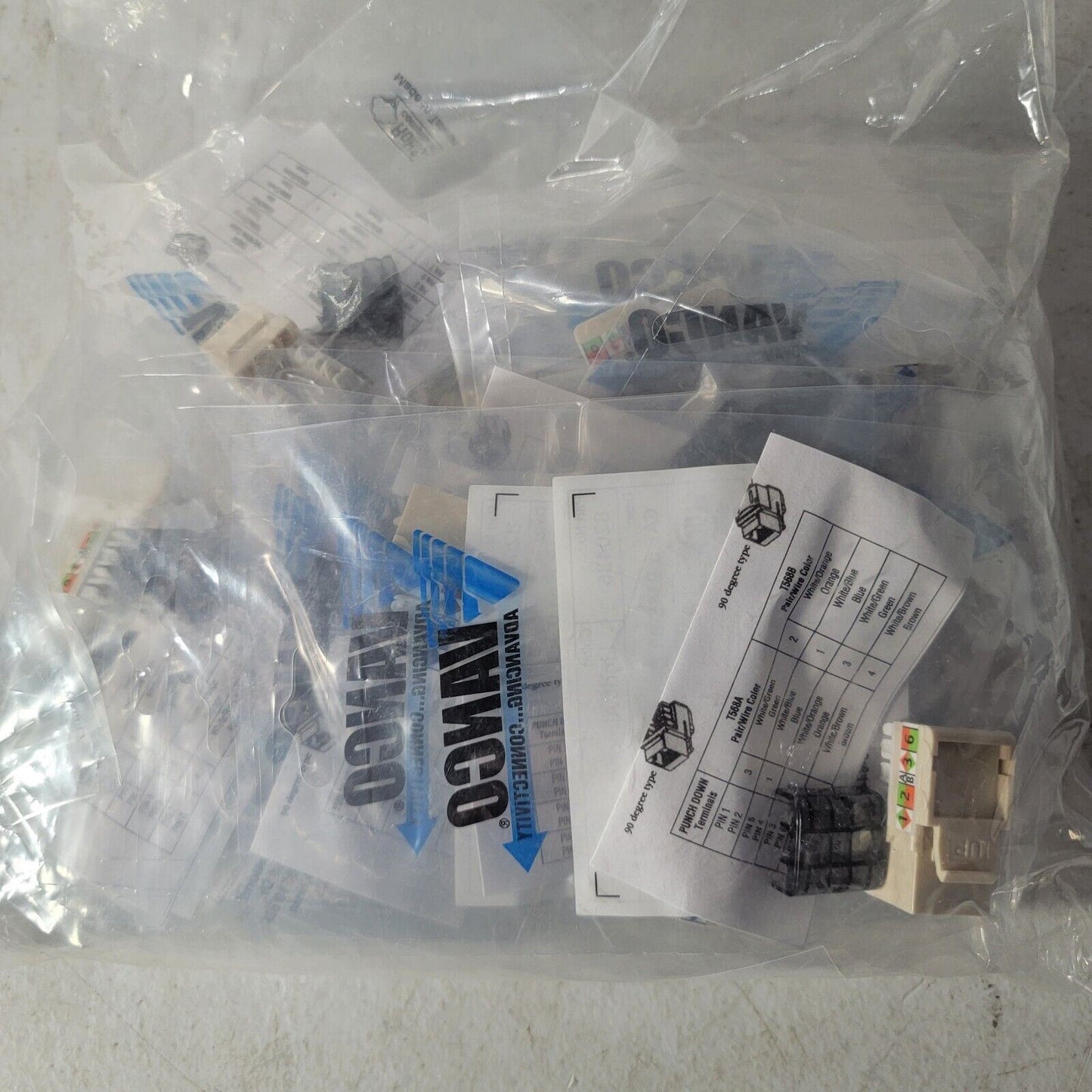 *Pack of 10* Vanco 820436 Cat 6 RJ45 Degree Keystone Jack, Light Almon ...