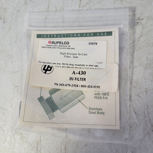 Supelco 55078 Hogh Pressure In-Line Filer, 2um 2u Upchurch A-430 Chromatography