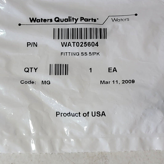 Waters Chromatography Stainless Steel Fitting 5/pack WAT025604