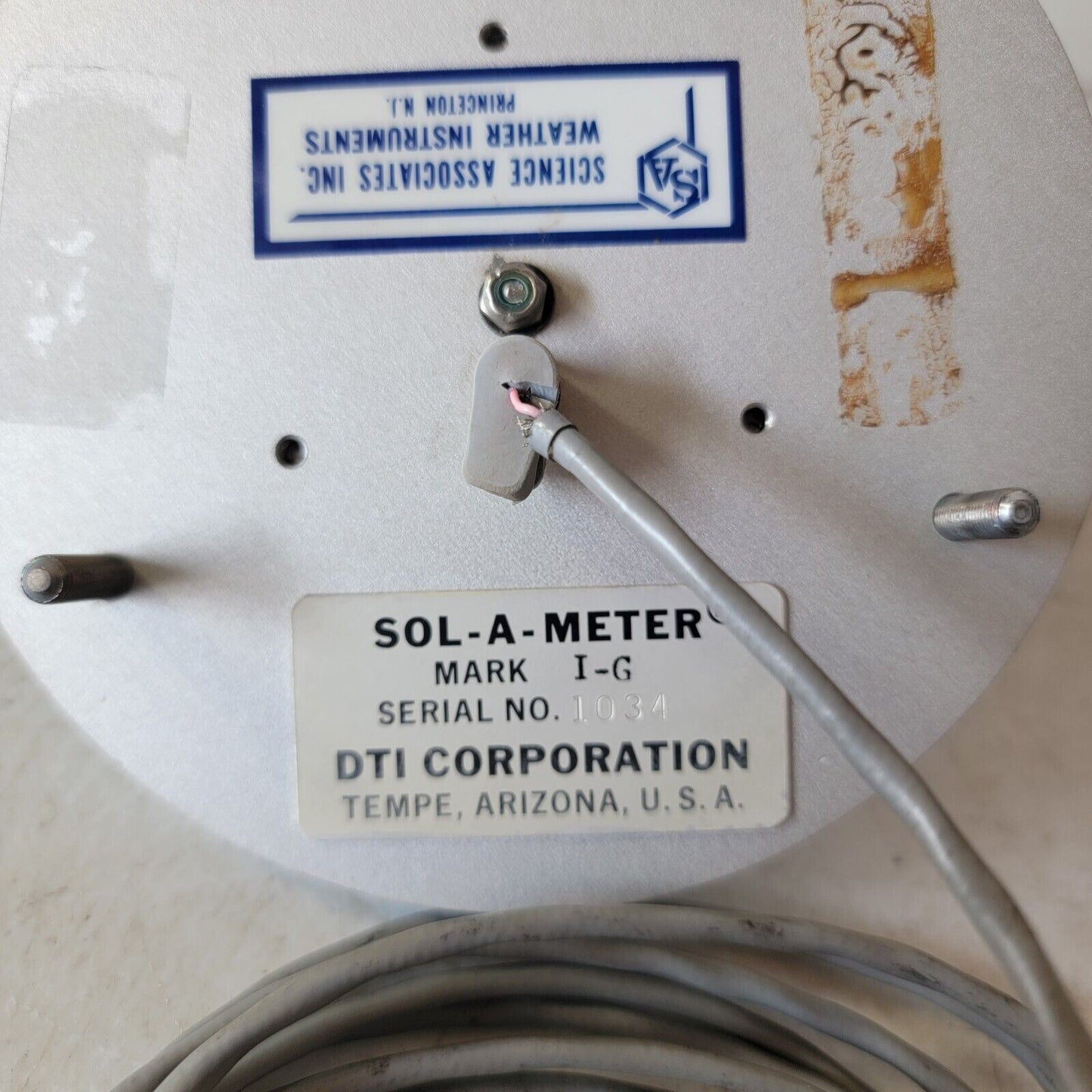 Vintage DTI Sol-A-Meter Mark I-G Solar Power Meter Sensor