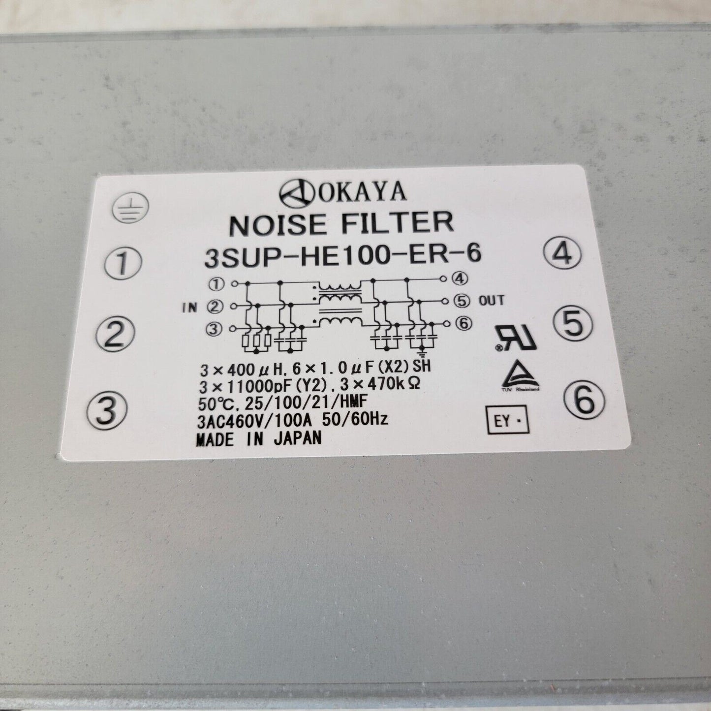 OKAYA Noise Filter 3SUP-HE100-ER-6 3SUPHE100ER6 3AC460V 100A 50/60Hz