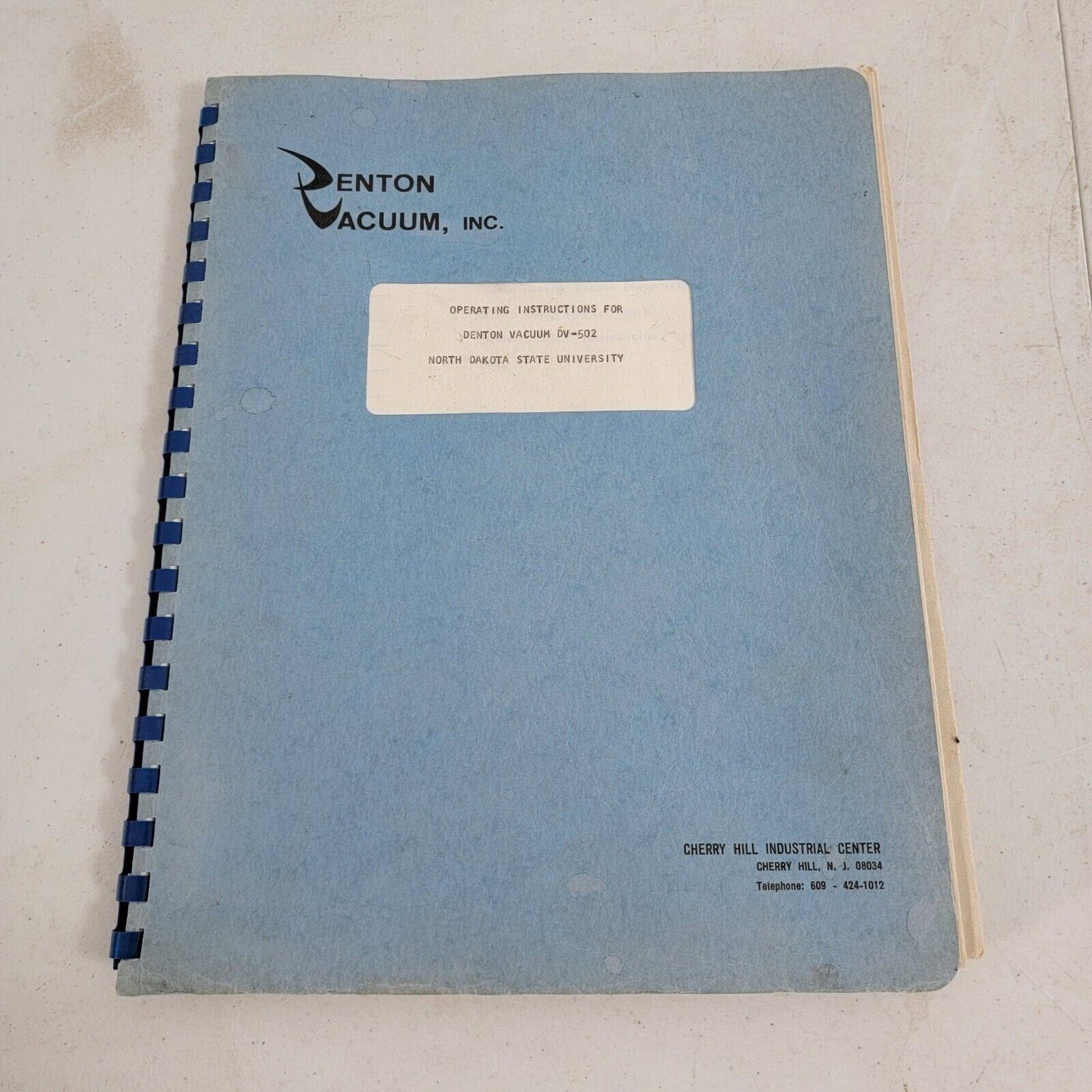 Denton Vacuum DV-502 Vapor Deposition Manual Operating Instructions w/ Schematic