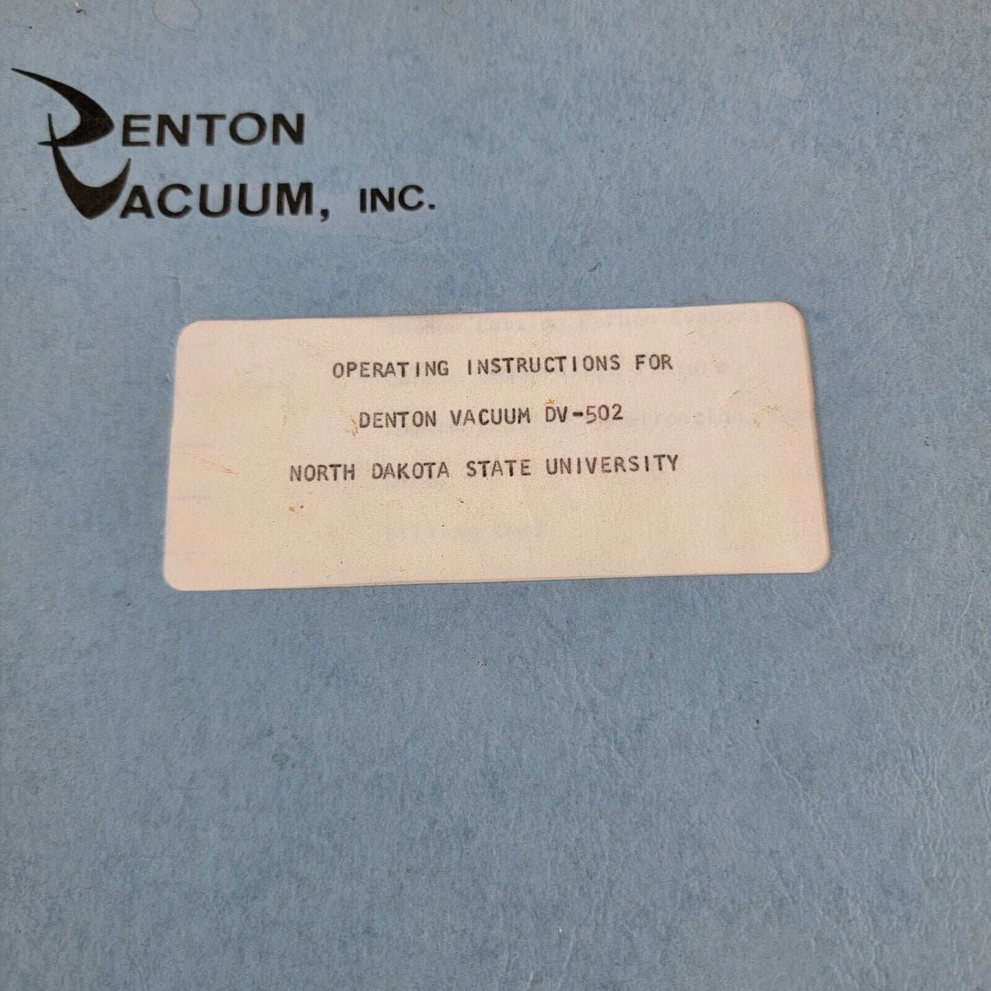 Denton Vacuum DV-502 Vapor Deposition Manual Operating Instructions w/ Schematic