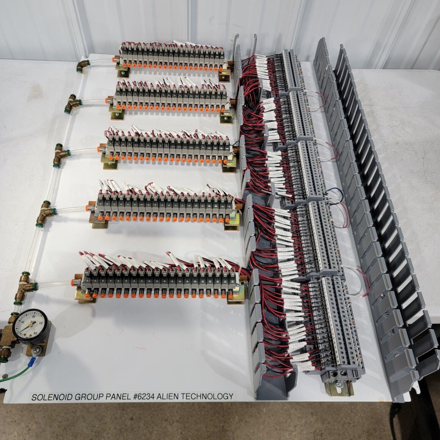 100x 24v Pneumatic Solenoid Group Panel Assembly- With Electrical Connections