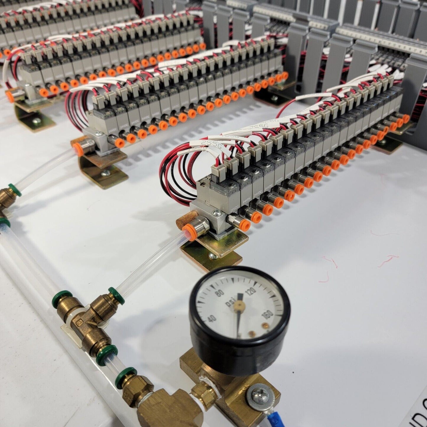 100x 24v Pneumatic Solenoid Group Panel Assembly- With Electrical Connections