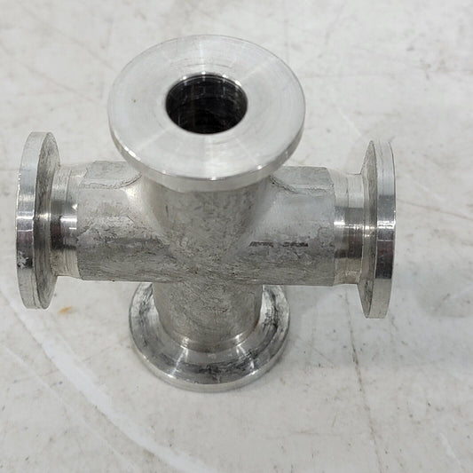 Edwards KF10 NW10 High Vacuum Cross 4-Way Tee Aluminum