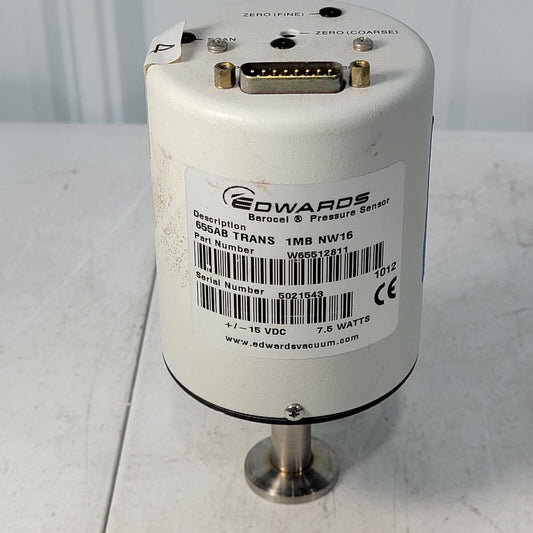 TESTED- WORKS BOC Edwards Barocel Pressure Sensor 655AB TRANS 1MB NW16