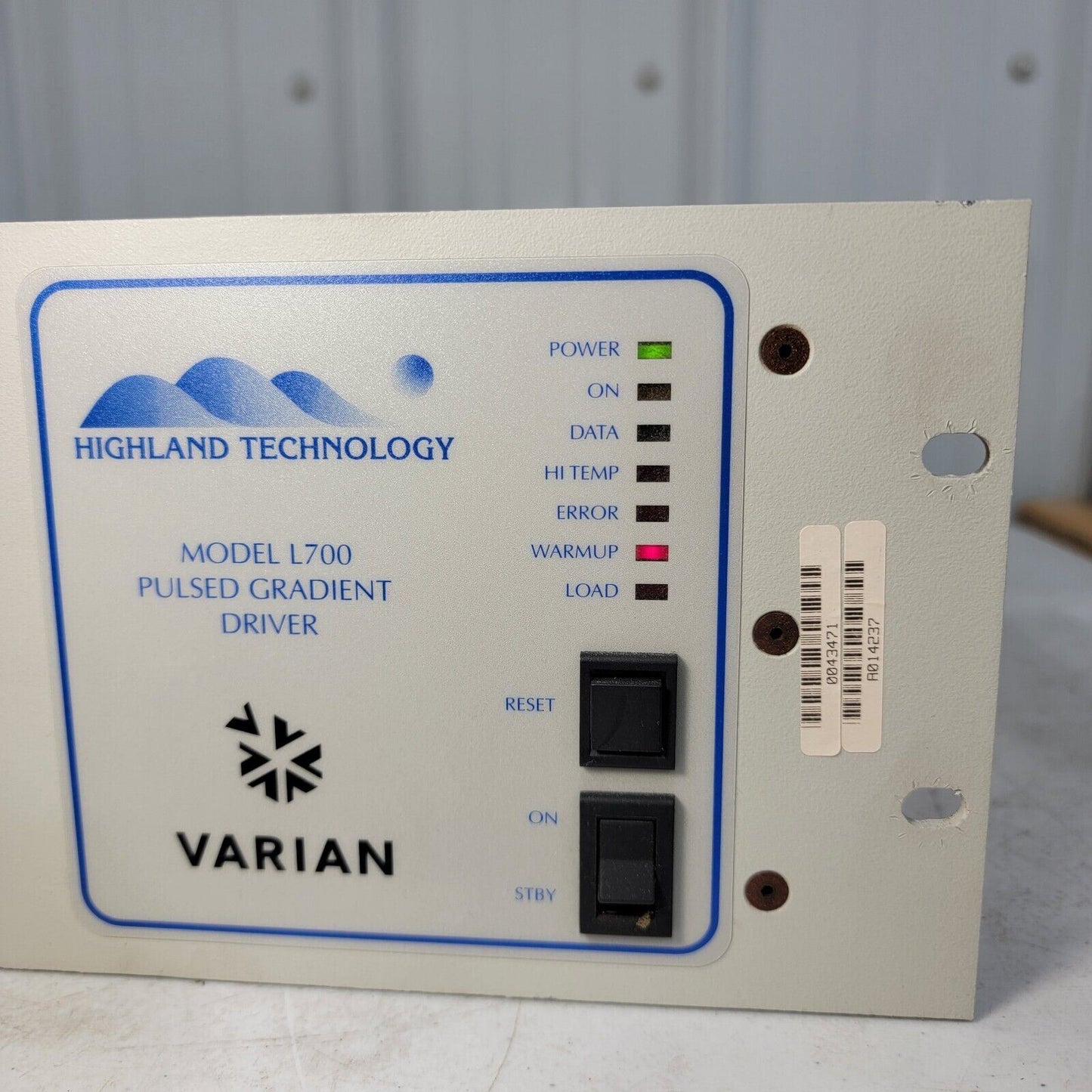 Varian Highland L700 Pulsed Gradient Driver NMR Dash No. 2C PN 099232500