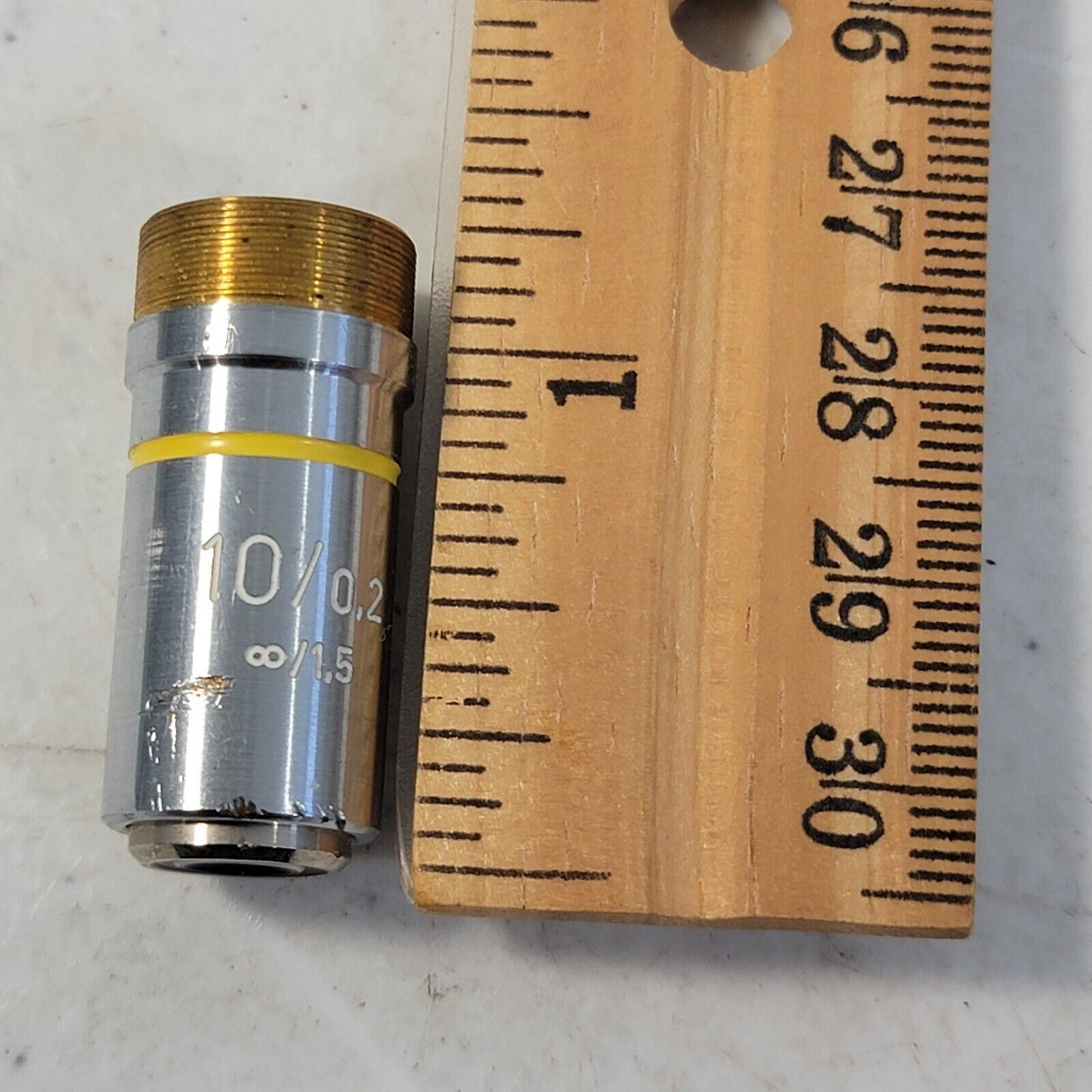 ZEISS 10x Epiplan Microscope Objective 10/0,2 Inf/1,5 w/ Yellow Band