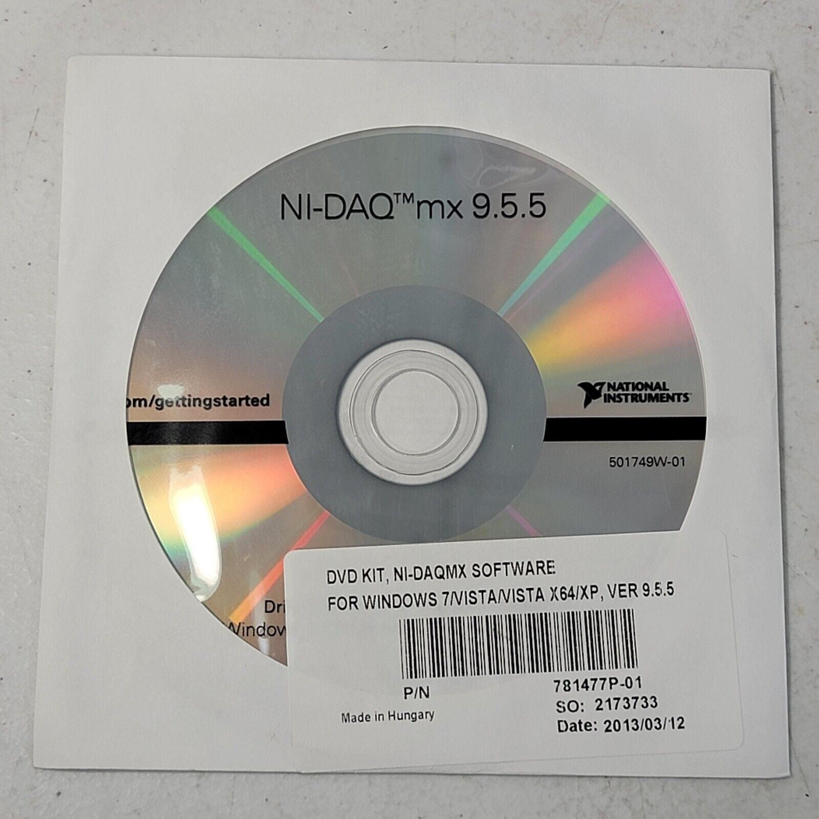 Daq National Instruments Software Panel National Instruments DVD Software Kit, NI-DAQ mx 9.5.5 for Windows ...