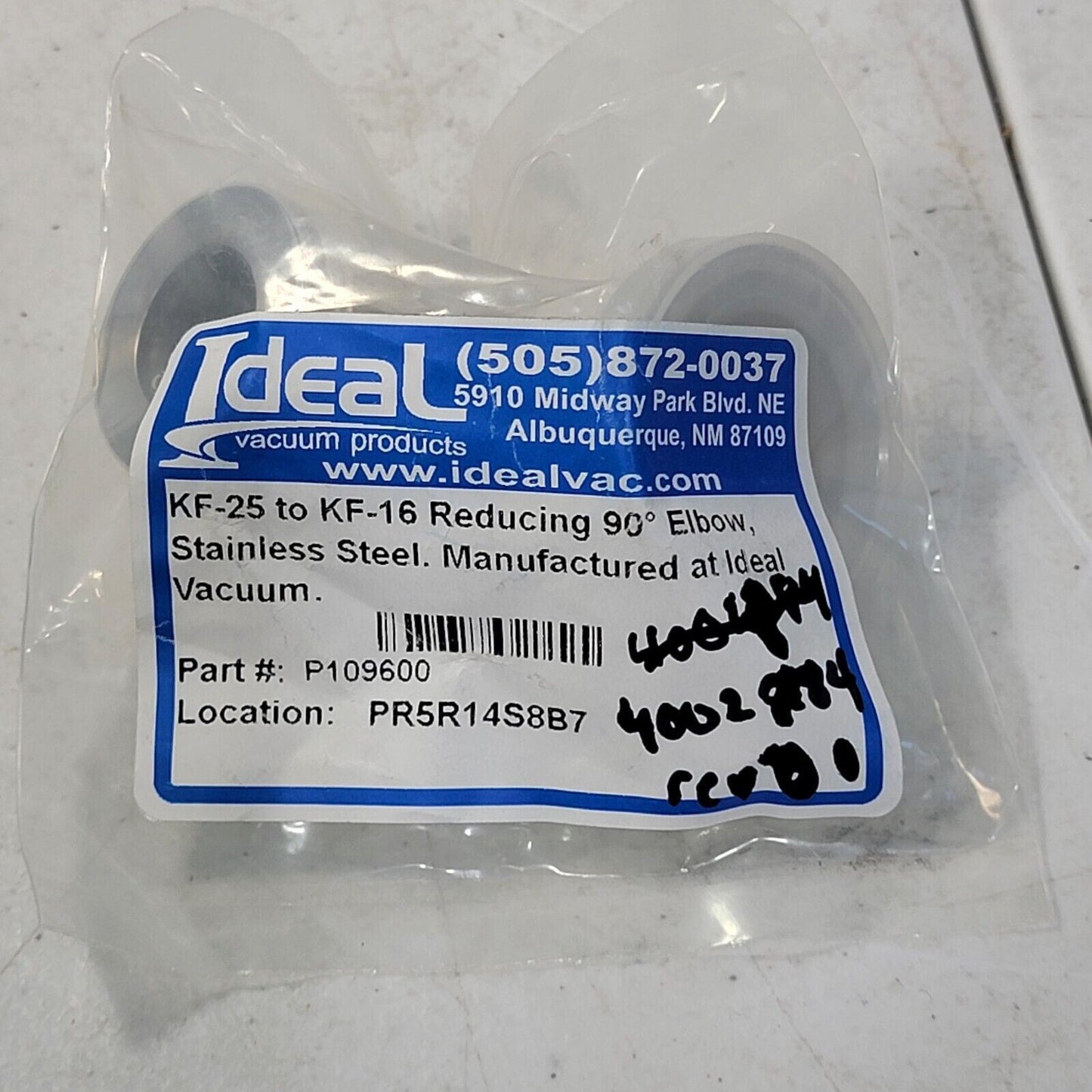 IdealVac KF-25 To KF-16 Reducing 90° Elbow SS P109600