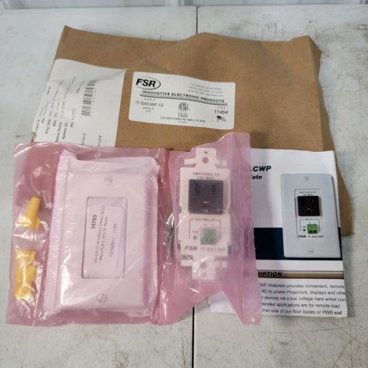 FSR Switched AC Power Outlet Wall Plate with 12 VDC (12V) Relay Control