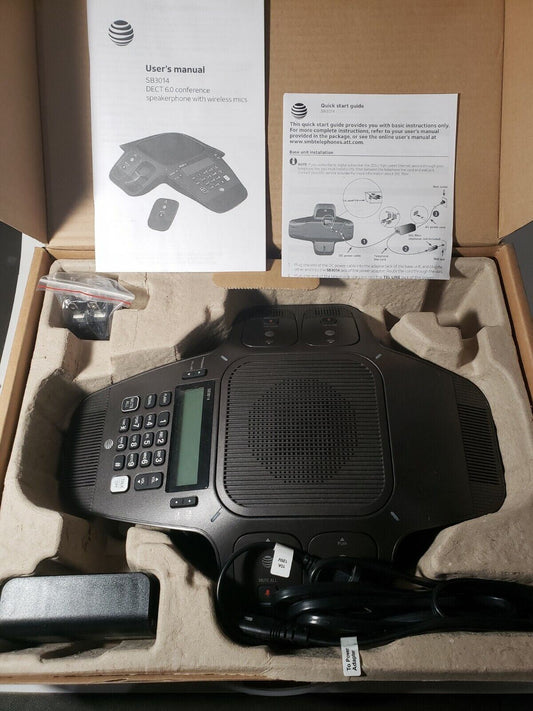 AT&T SB3014 DECT 6.0 Conference Phone with 4 Wireless Microphones in Black