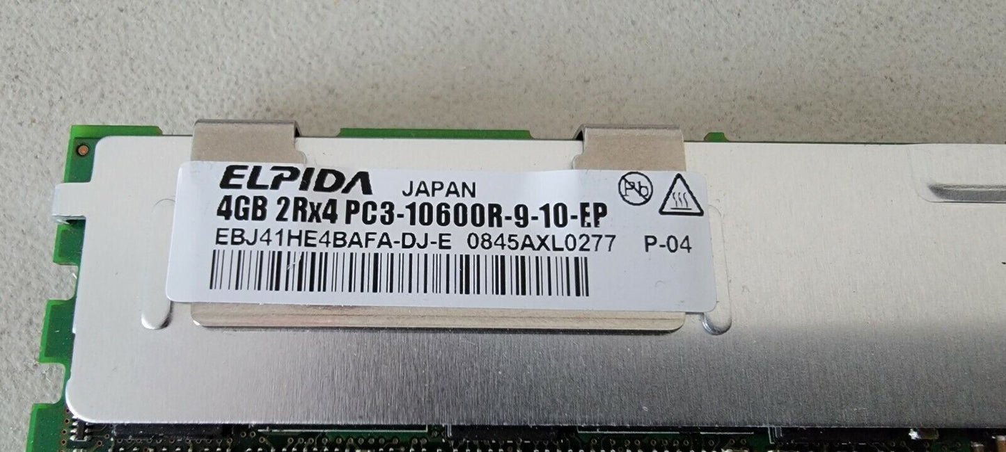 Elpida 4gb 2Rx4 PC3-10600R-9-10-EP DDR3-1333 Desktop RAM EBJ41HE4BAFA-DJ-E ECC