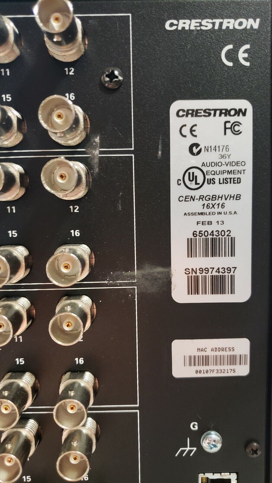 Crestron CEN-RGBHVHB16X16 Professional High-Bandwidth RGB Matrix Switcher Tested