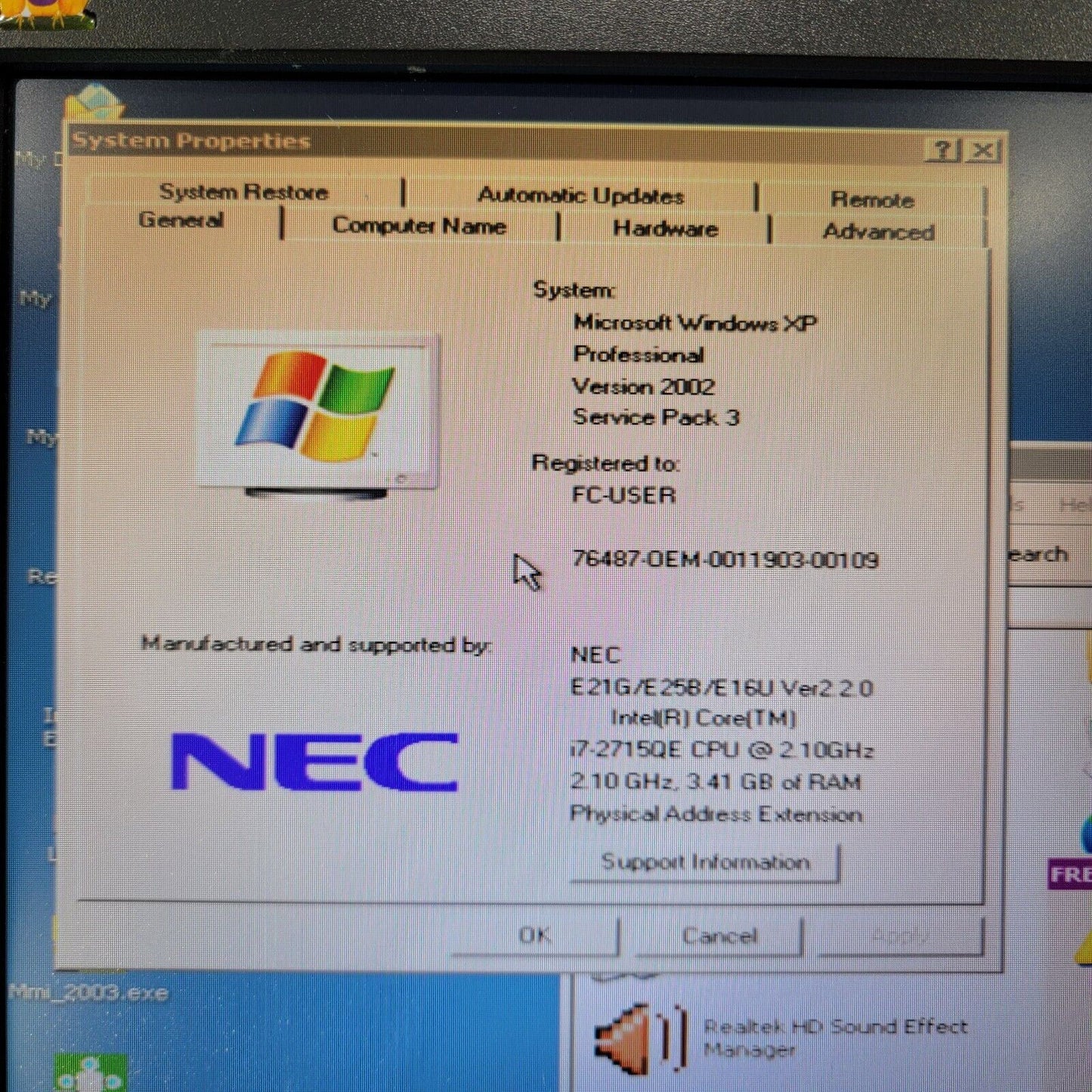 NEC Industrial PC FC-E21G/GY2W6ZM w/ Original Accessories